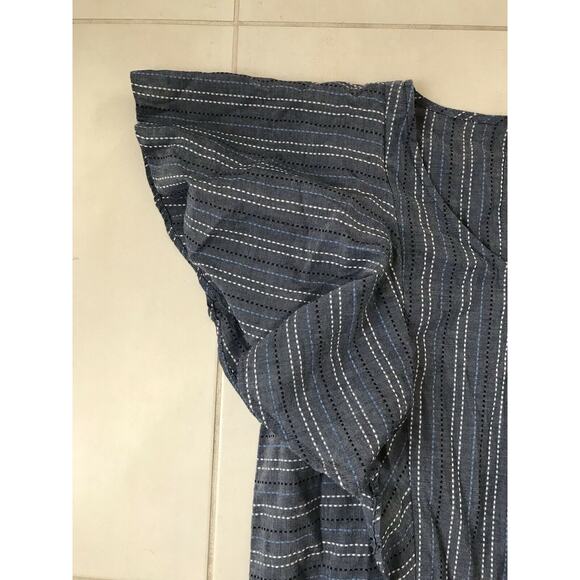 Mudpie Isla Romper Striped Ruffle Sleeve Drawstring - Picture 3 of 12